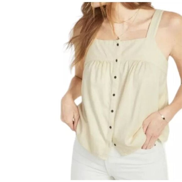 Old Navy Utility Sleeveless Button Front Twill Tank Ivory Swing size 4X - Picture 1 of 9